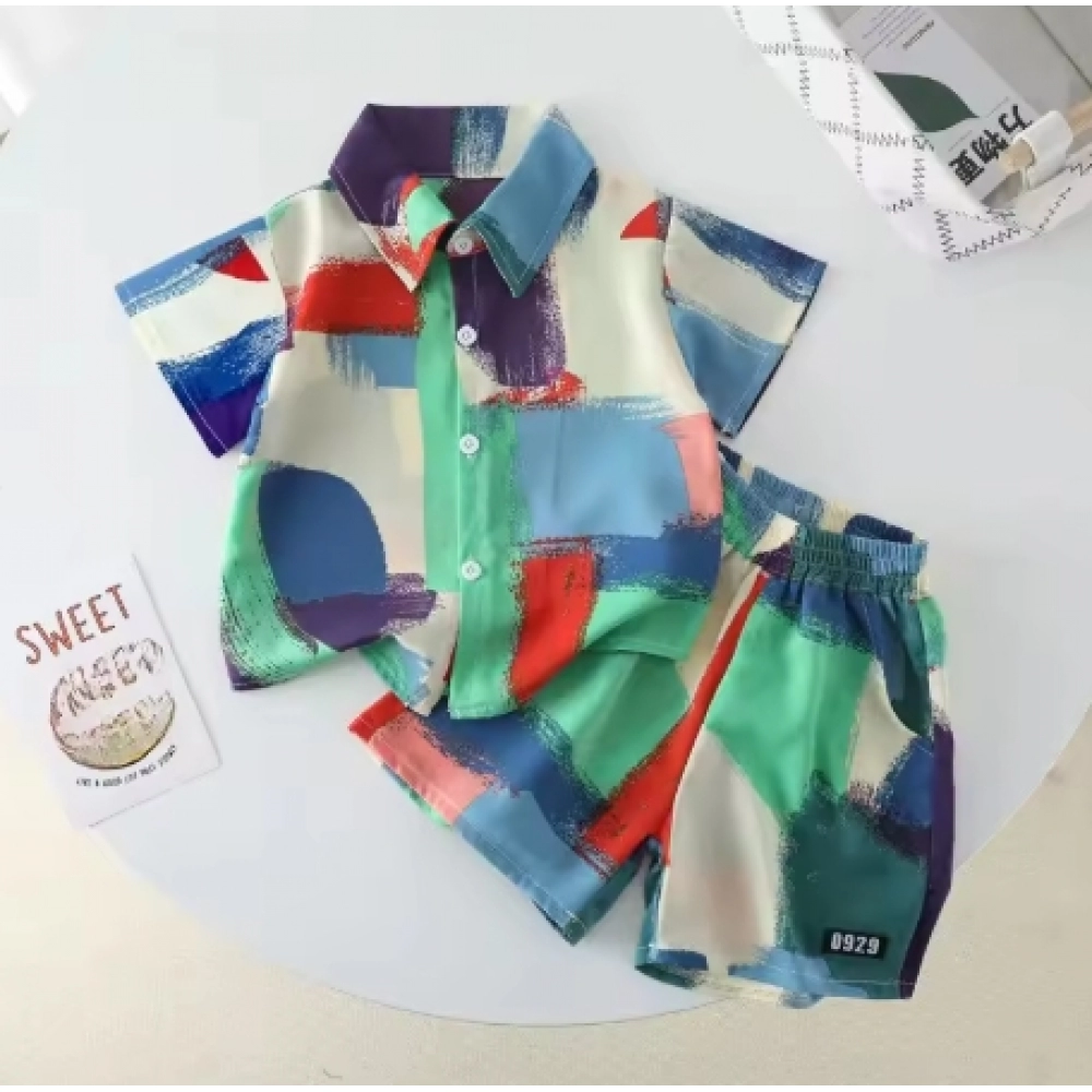 Summer Baby Girl Boy Clothes Kid Print Lapel Shirts Shorts Suit Short Sleeve Top and Bottom 2 Pieces Set Children Beach Wear Summer Baby Girl Boy Clothes Kid Print Lapel Shirts Shorts Suit Short Sleeve Top and Bottom 2 Pieces Set Children Beach Wear