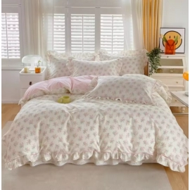 Korean Style Duvet Cover 100% Cotton Quilt Cover Ruffles Comforter Cover Floral Style Bedding housse de couette No Pillowcase